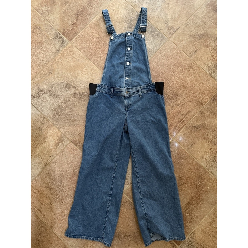 Women's Isabel Maternity Denim Wide Leg Overalls Size 10 NWOT Stretch Panel